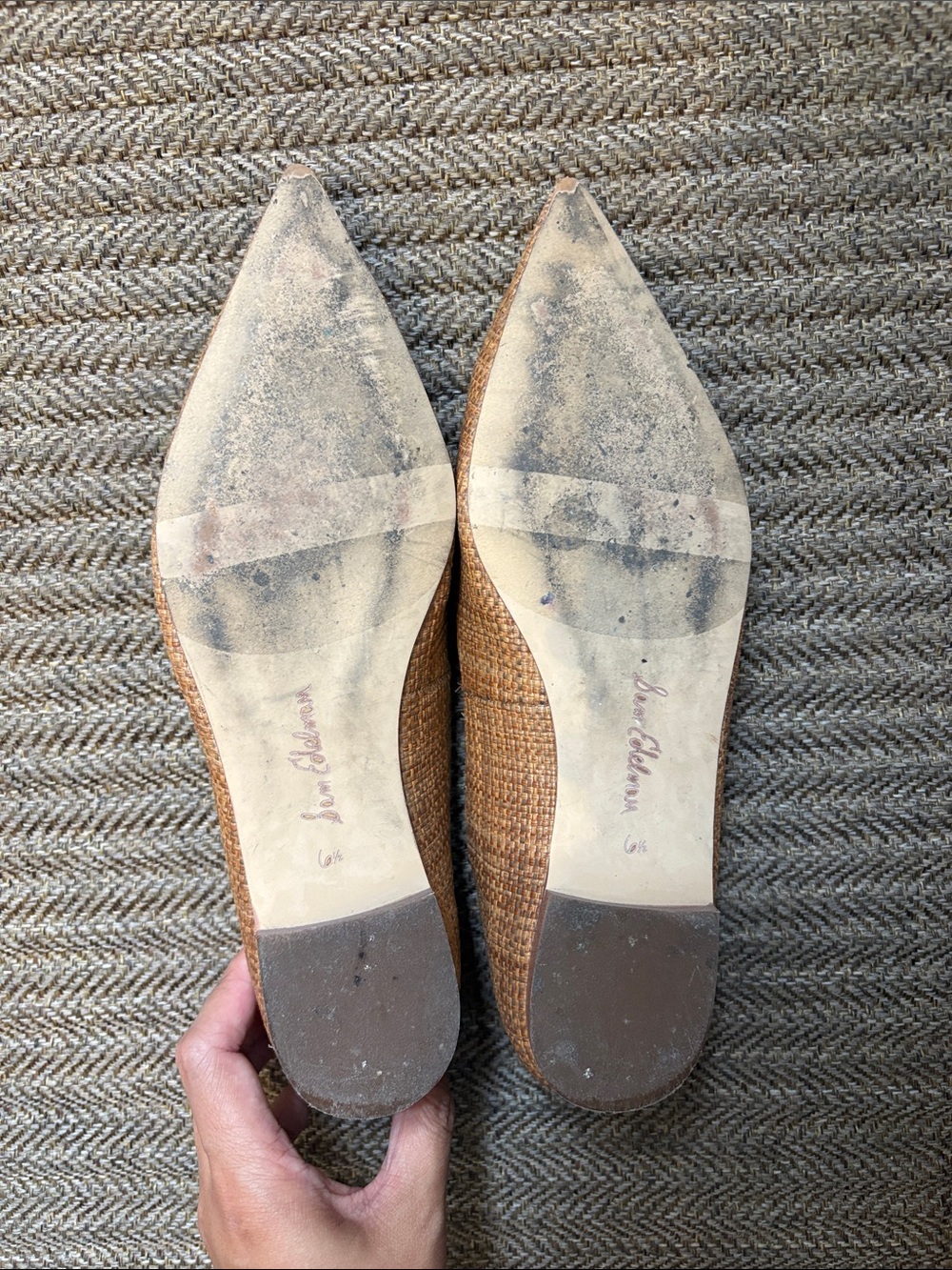 Sam Edelman Woven Pointed Toe Women’s Flats in Tan - Picture 2 of 4